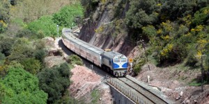 Talgo train winds through the Guadiaro Valley