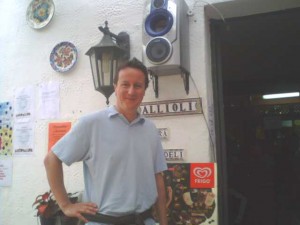British Prime Minister David Cameron at Bar Allioli, Jimera de Libar during a holiday in the area