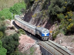 Talgo train winds through the Guadiaro Valley